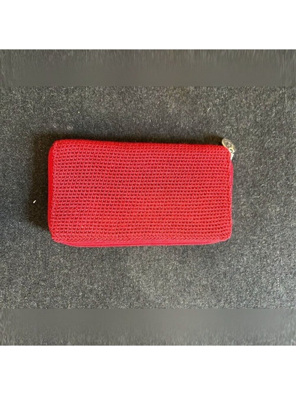 The Sak Red Crochet Woven Zip Around Wallet